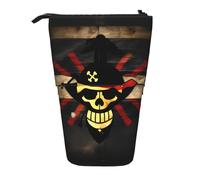 FKGKDF Trousse à crayons télescopique avec imprimé drapeau pirate - Portable pour le bureau