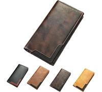 FKGQWZETK Porte-Cartes Fin à Deux Volets Style Western rétro pour Homme, Blocage RFID, Portefeuille Grande capacité en Cuir de Vachette Fait Main, idéal pour Les Affaires et Les Voyages