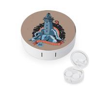 fkgvwo Étui À Lentilles De Contact Lune Phare Étui À Lunettes De Voyage avec Miroir Et Pinces À Épiler