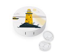 fkgvwo Étui À Lentilles De Contact Phare Jaune Étui À Lunettes De Voyage avec Miroir Et Pinces À Épiler