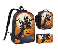 FKHOHL Happy-Halloween-Vector Sac à dos respirant 3 en 1 Sac à déjeuner pratique pour transporter des collations et des boissons