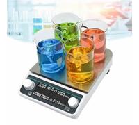 FKINGLRK Mélangeur Magnétique, Contrôle Asynchrone, 4 * 500ml, Agitateur Magnétique Multi-Connexion W/Barres D'agitation, 50-1200rpm, Minuteur 1min-20h