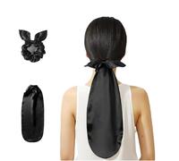 fKiZanthene Bonnet en soie pour dormir pour cheveux longs noir avec élastique à cheveux Bonnet de sommeil en soie pour boucler la chambre à coucher Accessoires de cheveux pour la nuit