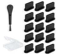 fKiZanthene Bouchon USB C Anti Poussiere en Silicone Lot de 15 Cache Port Type C avec Boîte de Rangement et Brosse de Nettoyage pour Smartphone et Tablette