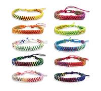 fKiZanthene Bracelets Tressés Bohème Lot de dix Bracelets Multicolores Réglables en Fil Polyester pour Enfants et Adultes Accessoire Amitié Idéal pour Fête École et Sorties Plage