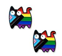 fKiZanthene Broches Chat Arc en Ciel Lot de deux Pins Métal Alliage avec Résine pour Veste Sac à Dos et Revers de Manteau Accessoire Symbolique lgbt pour Porter ou Offrir