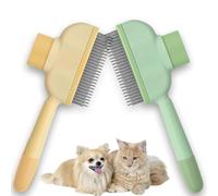 fKiZanthene Brosse Chat et Chien, Poil Long et Court, Lot de 2 Peignes Toilettage Animaux, Vert et Jaune, Brosse à Chat Poil Long et Court
