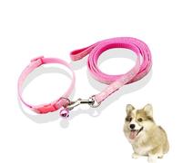 fKiZanthene Collier et Laisse Chien Rose avec Empreintes de Pattes, Ensemble réglable pour Chiot et Petit Chien, Collier Chiot Confortable pour Promenade et Dressage