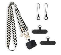 fKiZanthene Cordon Téléphone Portable Universel, Chaînes Noire et Blanche avec Perles, Tour de Cou & Bandoulière Réglable pour Smartphone