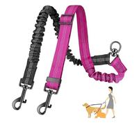 fKiZanthene Laisse double pour 2 chiens avec partie de connexion élastique, laisse réglable pour deux chiens, avec articulation à 360 °, laisse noire pour les promenades quotidiennes et le parc