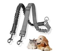 fKiZanthene Laisse Double pour Chiens avec Crochet Rotatif 360°, Laisses Enrouleur Réglable Anti-Enchevêtrement, Chien Noire et Grise pour Promenade ou Entraînement