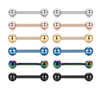 fKiZanthene Lot de 12 piercings de langue en acier inoxydable 6 couleurs pour femmes et amateurs de piercing