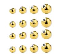 fKiZanthene Lot de 16 Boules de Piercing Vis en Acier Doré Boules de Remplacement pour Piercing Langue Lèvre Septum et Anneaux Filetés Accessoires pour Bijoux Fantaisie Utilisation à la Maison ou en D