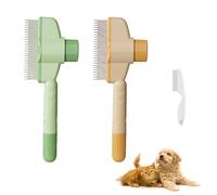 fKiZanthene Lot de 2 peignes pour animaux de compagnie, brosse de toilettage pour chat avec peigne à puces, dents en acier inoxydable et bouton autonettoyant, brosses pour chien pour toilettage à