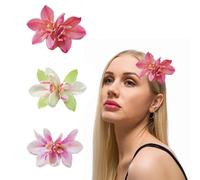 fKiZanthene Lot de 3 barrettes à cheveux en forme de fleur hawaïenne pour femme, idéales pour les vacances à la plage, les fêtes et la photographie