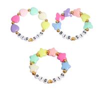 fKiZanthene Lot de 3 bracelets colorés en acrylique avec breloques en forme de papillon, d'étoile, de cœur, cadeau pour sœurs