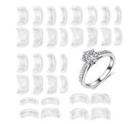 fKiZanthene Lot de 32 ajusteurs de bague pour bagues lâches, ensemble réducteur de bague en silicone invisible, ajusteur de taille de bague en TPU souple pour rendre les bagues plus petites sans les