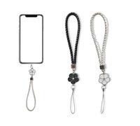 fKiZanthene Lot de Deux Cordons de Téléphone Portable, Dragonne avec Pendentif de Camélia 3D en Noir et Blanc, Bijoux de Téléphone pour Voyages et Sorties en Ville