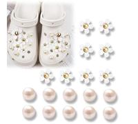 fKiZanthene Lot de Dix-Huit Bijoux de Chaussures, Pins Crocs Fleur Marguerite Blanche en Résine, Accessoire DIY pour Enfants et Adolescents - Pour Maison, Fêtes et Écoles