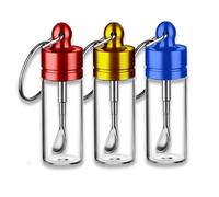 fKiZanthene Lot de Trois Bocaux à Épices en Verre Transparent, Couvercles en Aluminium (Bleu, Or, Rouge), avec Cuillères Intégrées - Pour Cuisine, Maison et Événements