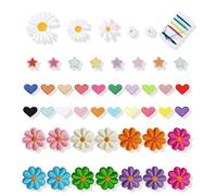 fKiZanthene Patch Thermocollant Lot de 47 Écussons Brodés Fleurs et Cœurs, Applications Colorées à Repasser ou à Coudre pour Décoration et Réparation de Vêtements et Sacs