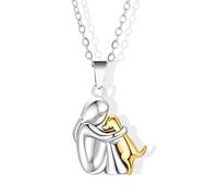 fKiZanthene Pendentif Femme Collier Motif Fille et Chien en Métal Résistant Design Affectueux pour Amoureux des Animaux Accessoire Élégant Adapté au Quotidien et aux Moments Partagés