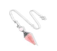 fKiZanthene Pendentif Quartz Rose Résine et Éclats de Pierre Naturelle Style Pendule Décoratif pour Porter Méditer et Accessoiriser au Quotidien