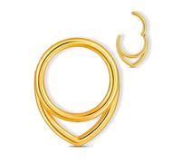 fKiZanthene Piercing Nez Anneaux Double Couche Anneau Fermé en Acier Inoxydable Couleur Or pour Un Look Élégant Accessoire de Bijoux Adapté au Septum et à lUsage Quotidien