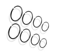 fKiZanthene piercing nez noir 8 pièces anneaux ronds pour femme, bijoux de corps en cuivre plaqué élégants et hypoallergéniques pour oreille tragus helix septum