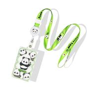 fKiZanthene Porte Badge Panda avec Cordon Rétractable, Étui Rigide à Couvercle Coulissant pour Carte d’Identité, Carte de Bus ou Pass Navigo, Idéal pour École et Bureau