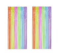 fKiZanthene Rideau néon pour décoration de fête à lumière noire, deux rideaux de pluie UV, avec bandes adhésives, décoration de fête pour cadre de porte, couloir