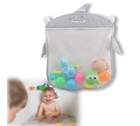 fKiZanthene Sac de Rangement Jouet Bain en Polyester, Gris avec Design Requin, Rangement Mural pour Salle de Bain/Douche, Accessoire pour Enfants et Bébés