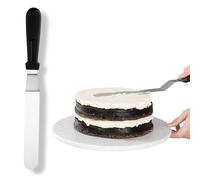 fKiZanthene Spatule à gâteau de 20,3 cm - Spatule à gâteau en acier inoxydable avec poignée antidérapante, idéale pour étaler la crème et le glaçage, comprend 3 étuis à lunettes, parfait pour la