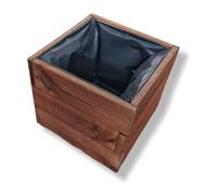 FKL DESIGN Home Deco Jardinière en Bois, Cache-Pot pour Jardin, terrasse, Caisse en Bois imprégné D26 (Noix, 30x30x24 cm)