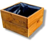 FKL DESIGN Home Deco Jardinière en Bois, Cache-Pot pour Jardin, terrasse, Caisse en Bois imprégné D26 (Teck, 40x40x28 cm)