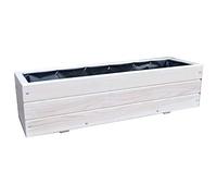FKL DESIGN Home Deco Jardinière en Bois pour Jardin, terrasse, Rebord de fenêtre entièrement assemblée D6 Blanc (Longueur 90cm)