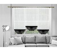 FKL DESIGN Home Deco Magnifique Rideau de Balcon prêt à l'emploi en Voilage Blanc Noir Court Long AG47 (Motif 2, 60 x 150 cm)