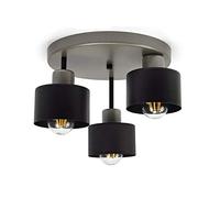 FKL DESIGN Home Deco Plafonnier | Cuivre noir | 3 flammes | Lampe 3 x E27 | 230 V | Conception rétro | 382-e3 Skandi (Gris)