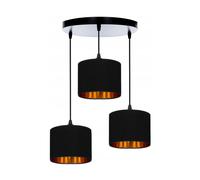 FKL DESIGN Home Deco Plafonnier Noir Lampe Lampe en velours Vintage Moderne E27 Lampe de designer 3-flamme N230-ER3 (Noir)