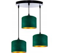 FKL DESIGN Home Deco Plafonnier Vert Lampe Lampe en velours Vintage Moderne E27 Lampe de designer 3-flamme N230-ER3 (Vert)