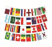 fkngcp 10m Drapeau International Banner Banner Football 2022 Décorations Butin Flags, 32 World Flag Tissu 2022 Football pour Garden Bar Party Decorations, 14 * 21cm