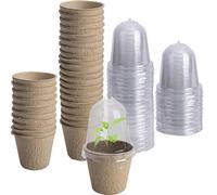 fkngcp 30 pcs de démarreur pour Planter des graines, des Pots de démarrage en Plastique avec du dôme en Verre, graines réutilisables commençant par Trous Drainage pour Les Plantes, Les boutures e