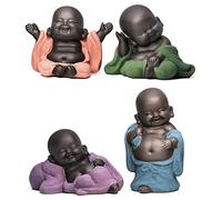 fkngcp 4 Statues de Bouddha Souriant et riant, Figurine Adorable, 4 adorables Petits bébés Les Plus Mignons, Superbes détails, Cadeaux pour Vous Rendre Heureux, Ornements