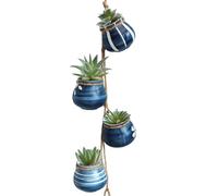 fkngcp 4pcs / Set Planteur Suspendu créatif décoratif céramique Succulent Pots de Fleurs Suspendus Ensemble pour Le Mur de la Maison du Jardin