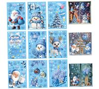 fkngcp Autocollants de fenêtre de Noël, 9 Feuilles d'autocollants fenêtre Bonhomme Neige, père Noël, Renne, Flocons Neige statiques Non adhésifs pour décalcomanies fête à