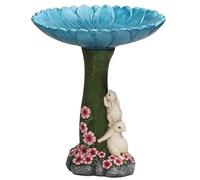 fkngcp Baignoire pour Oiseaux pour l'extérieur de 7, 9 Pouces de Haut pour Baies d'oiseaux pour Baies d'oiseau mangeoires aux intempéries résine résineuse Lapins Mignons ＆ Ornement Jardin Fleurs