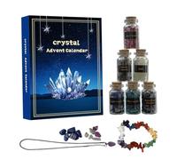 fkngcp Calendrier de l'Avent en Cristal, Pierres précieuses Naturelles, Calendrier de l'Avent 24 Jours 2025, Ensemble Bouteilles copeaux Cristaux pour la Fabrication Bijoux, décoration la mai