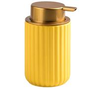 fkngcp Dispensateur de Savon en Mousse Dispensateur de Savon en Mousse en céramique 11 oz Salle Bain Rechargeable avec Pompe Conception côtelée Jaune pour Lavage à la Main
