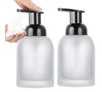 fkngcp Distributeur de Savon en Verre avec Pompe 250ml/8oz, 2 pièces, Distributeur de Savon moussant givré, Rechargeable pour Salle Bains et Cuisine, Main en Verre