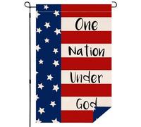 fkngcp Drapeau du Jardin du Memorial Day Double Face Une Nation sous Dieu Patriotic Garden Flag Linen 4 Juillet Décorations pour la pelouse de Cour en Dehors des Vacances 17, 7 * 11, 8 Pouces
